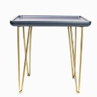 Mesa Lateral Metal Madeira Preta E Dourada