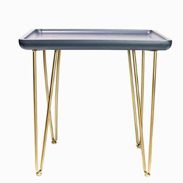 Mesa Lateral Metal Madeira Preta E Dourada