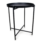 Mesa Lateral Multiuso Redonda Base Industrial Preto 40 Cm M02