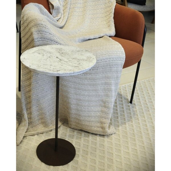 Mesa Lateral Norina - Baixa, Tampo Redondo Imerso E Base Aço