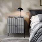 Mesa Lateral Para Cama Moriah 45cm Retro 100% Mdf Cinza Pes P