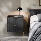 Mesa Lateral Para Quarto Moriah 45cm 2 Gavetas Preto Grafite