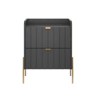 Mesa Lateral Para Quarto Moriah 45cm 2 Gavetas Preto Grafite
