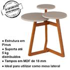 Mesa Lateral Para Sala 3 Tampos 87X Off White Nature Tebar