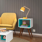 Mesa Lateral Para Sala Branca/turquesa Retrô 40