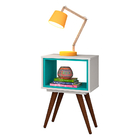 Mesa Lateral Para Sala Branca/turquesa Retrô 40