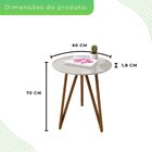 Mesa Lateral Para Sala De Estar Corinto 70 Cm Off White / Mel