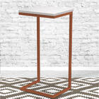 Mesa Lateral Para Sofá Base Bronze Tampo De Madeira Branco