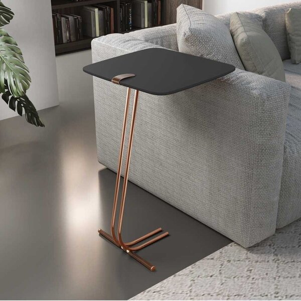 Mesa Lateral Para Sofá Com Base Em Metal Preto
