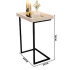 Mesa Lateral Para Sofá Com Espelho Pérola Preto 4774 Luxo Jb