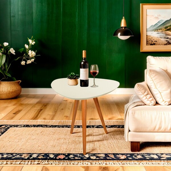 Mesa Lateral Pé Palito Laca Orgânico Libano 60x70 Off White