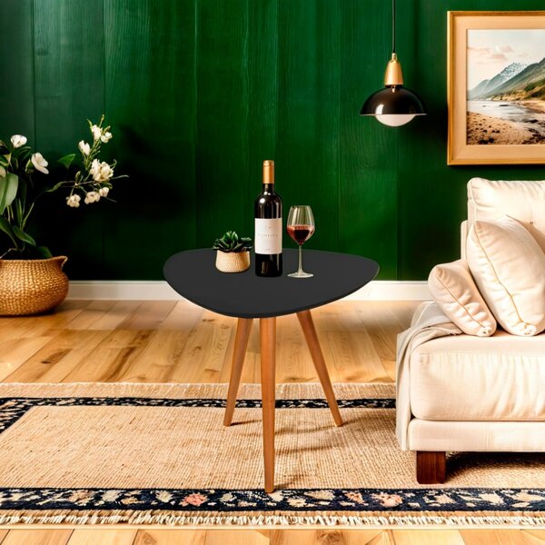 Mesa Lateral Pé Palito Laca Orgânico Libano 60x70 Preto