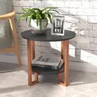 Mesa Lateral Pés Industrial De Cobre Cristal - Preto