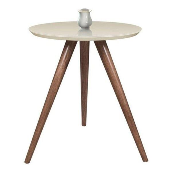 Mesa Lateral Pés Palito 40cm Belatrix Deline Carvalho/off