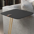 Mesa Lateral Preto Com Base Ouro