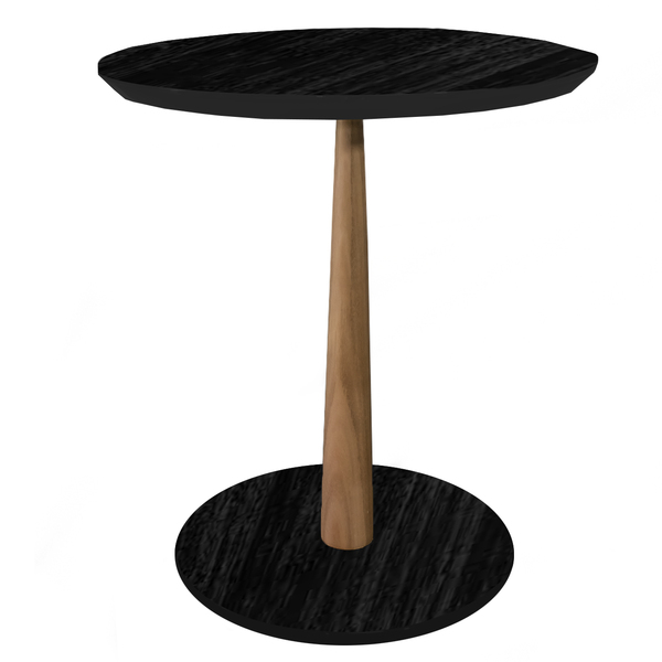 Mesa Lateral Pub Redonda Base De Madeira Com Tampo De Madeira