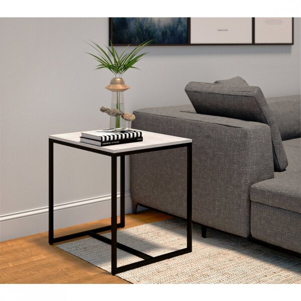 Mesa Lateral Quadrada Line  Preto/branco