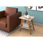 Mesa Lateral Quadrada Monaco Off White E Marrom