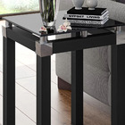 Mesa Lateral Quadrada Tampo De Vidro 41cm Malva Preto - Artef