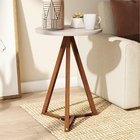 Mesa Lateral Rachel Branco Amêndoa Com Luminária Articulada