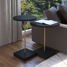 Mesa Lateral Redonda 35cm Nero/dourado