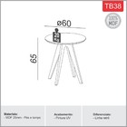 Mesa Lateral Redonda 60 Cm  Mdf Tb38 G2k  Grafite / Carvalho