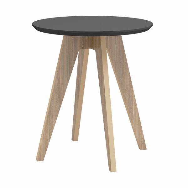 Mesa Lateral Redonda 60 Cm  Mdf Tb38 G2k  Grafite / Carvalho