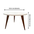 Mesa Lateral Redonda 60x42cm Zizi Mel Branco