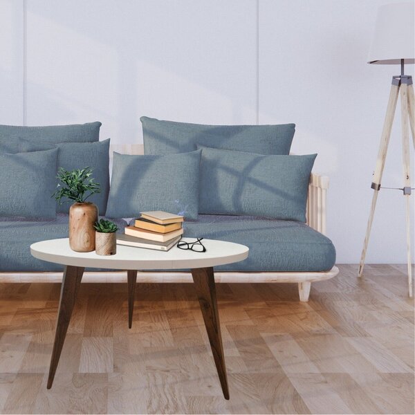 Mesa Lateral Redonda 60x42cm Zizi Mel Branco