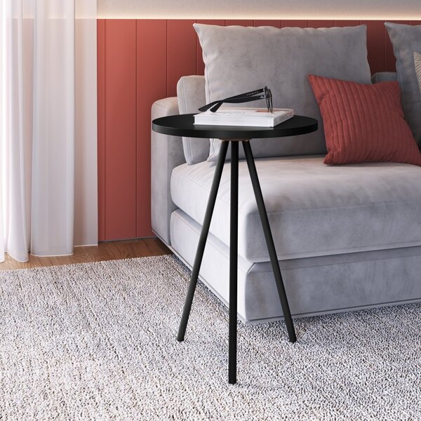 Mesa Lateral Redonda Baixa Industrial  Preto/preto