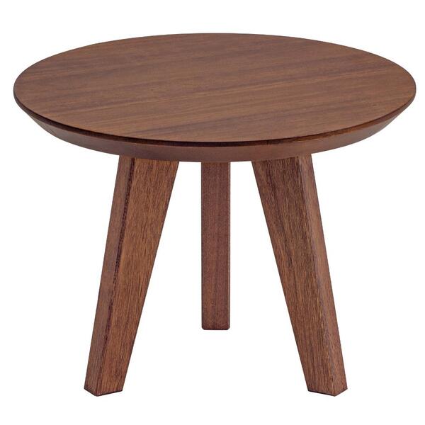 Mesa Lateral Redonda Baixa Vértice 45cm Em Madeira Maciça - N