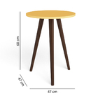 Mesa Lateral Redonda Bento Com Pés Em Madeira Maciça - Amarelo