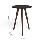 Mesa Lateral Redonda Bento Com Pés Em Madeira Maciça - Preto