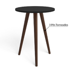 Mesa Lateral Redonda Bento Com Pés Em Madeira Maciça - Preto