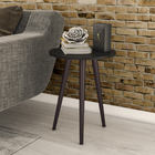 Mesa Lateral Redonda Bento Com Pés Em Madeira Maciça - Preto