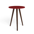 Mesa Lateral Redonda Bento Com Pés Em Madeira Maciça - Vermel