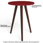 Mesa Lateral Redonda Bento Com Pés Em Madeira Maciça - Vermel