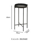 Mesa Lateral Redonda Com Bandeja Apoio Sala Aço Collie 30x60