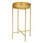 Mesa Lateral Redonda Com Bandeja Apoio Sala Aço Collie 30x60