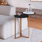 Mesa Lateral Redonda Complementos Nero E Dourada 44 Cm