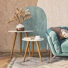 Mesa Lateral Redonda Pés Palito Off White Cristal - Demadero