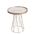 Mesa Lateral Redonda Trama Vidro/mdf Dourado