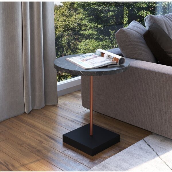 Mesa Lateral Redonda Tube Complementos 45cm Industrial Artesa