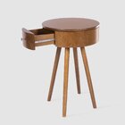 Mesa Lateral Redonda Tulipa Em Madeira 1 Gaveta Imbuia