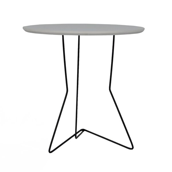 Mesa Lateral Redonda Wow Com Pés De Ferro - Preto Branco