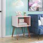 Mesa Lateral Retangular Dallas Branca E Rosé