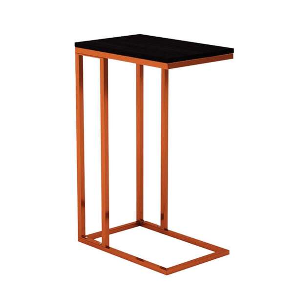 Mesa Lateral Retangular Elena Wood Cobre E Preta