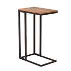 Mesa Lateral Retangular Elena Wood Marrom E Preta