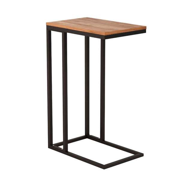 Mesa Lateral Retangular Elena Wood Marrom E Preta