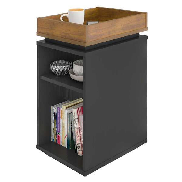 Mesa Lateral Retangular Olivia Preta E Pinho